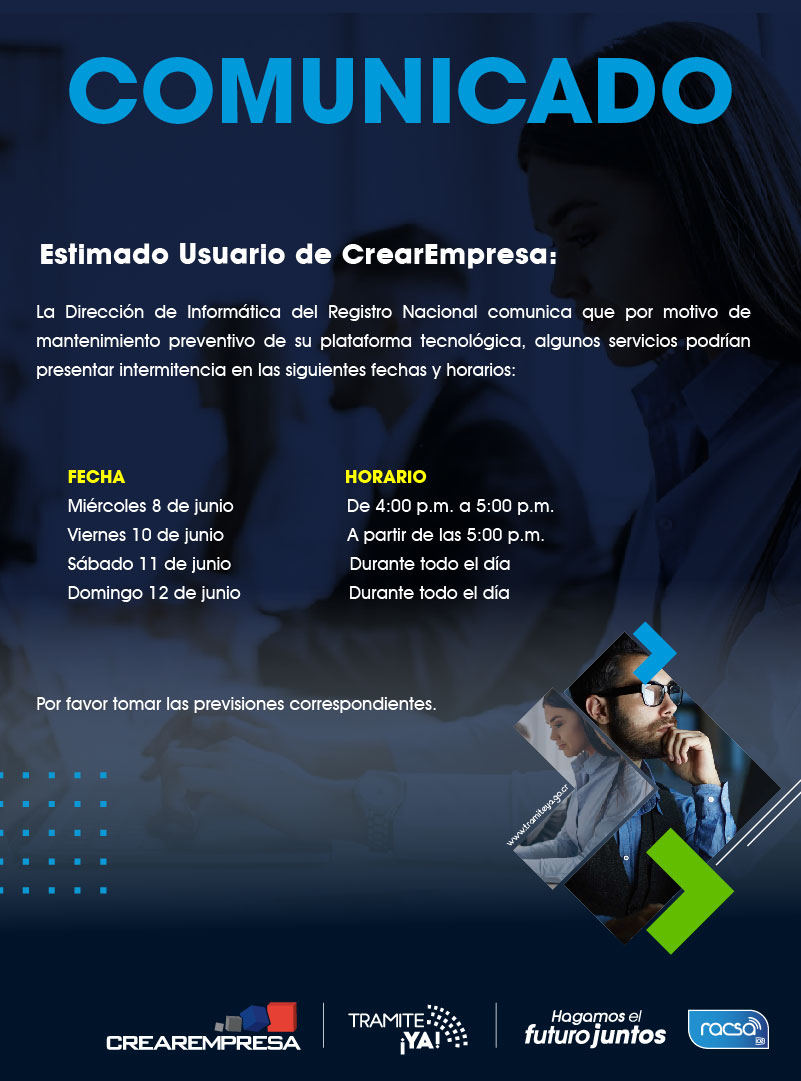 Comunicado a Clientes CrearEmpresa